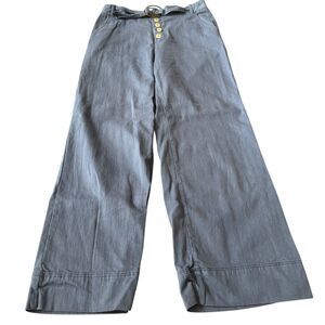 Anthropologie Pants Womens 10 Blue Medium Wash Wide Leg Belted Waist Button Fly